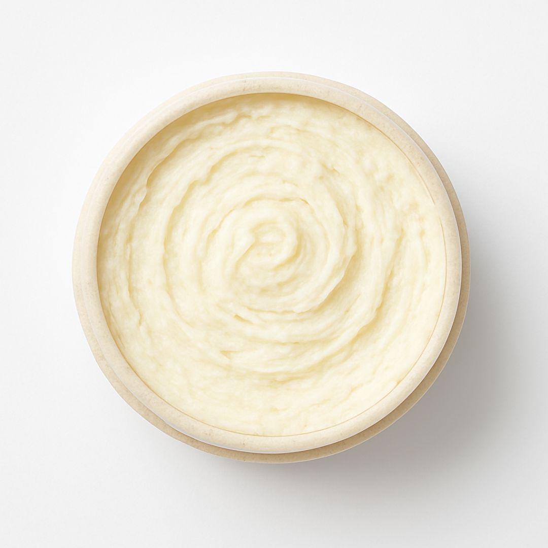 Close-up of whipped body butter texture showing rich, fluffy cream